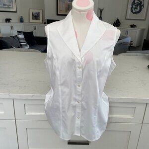 Jones New York Platinum Collection Slvless Button Down Blouse White Sz 10 NWOT